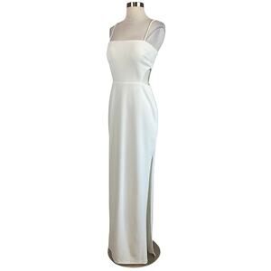 AQUA White Cut Out Sleeveless Column Evening Gown Size 8 Formal Dress